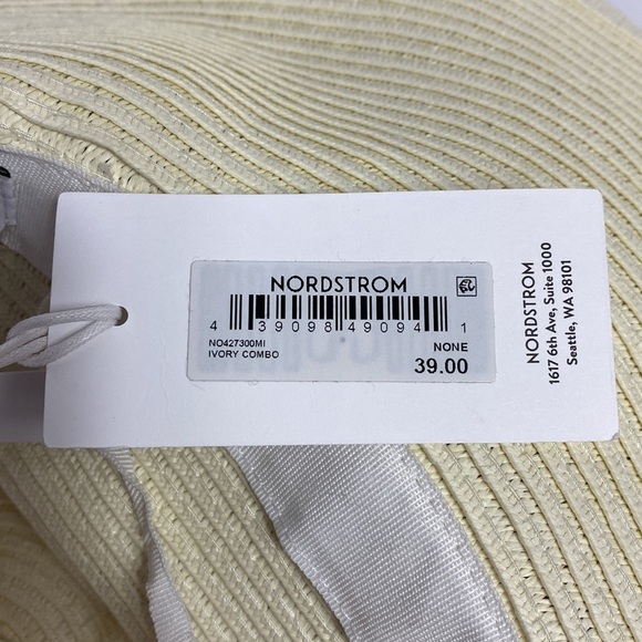 Nordstrom ivory wide brim adjustable straw hat NWT main image 5